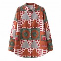 Retro Lapel Print Longsleeved Shirt Nham415389