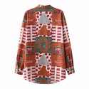 Retro Lapel Print Longsleeved Shirt Nham415389