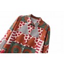 Retro Lapel Print Longsleeved Shirt Nham415389