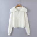 Simple Solid Color Zipper Pullover Knit Sweater Nham415393