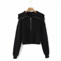 Simple Solid Color Zipper Pullover Knit Sweater Nham415393