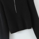 Simple Solid Color Zipper Pullover Knit Sweater Nham415393