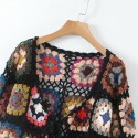 Bohemia Tassel Longsleeved Knitted Flower Cardigan Sweater Nham415396