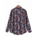 Retro Floral Print Lapel Long Sleeve Shirt Nham415397