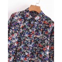 Retro Floral Print Lapel Long Sleeve Shirt Nham415397