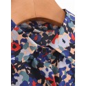 Retro Floral Print Lapel Long Sleeve Shirt Nham415397