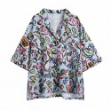 Color Printed Midlength Sleeve Fashion Blouse Nham415404