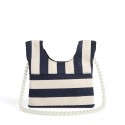 Fashion Striped Canvas Pearl Chain Oneshoulder Messenger Bag Nhasb412496