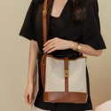 Vintage Largecapacity Fashion Oneshoulder Canvas Contrast Color Bucket Bag Nhasb412507