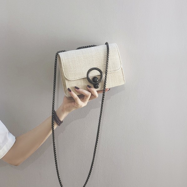 Korean Fashion Small Messenger Canvas Solid Color Chain Bag Nhasb412516