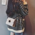 Korean Simple Diagonal Canvas Plaid Chain Bag Nhasb412520