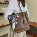 Simple Casual Large Capacity Silk Bow Solid Color Tote Shoulder Bag Nhav407544