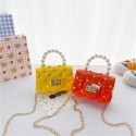 Fashion Pearl Chain Mini Square Rhinestone Jelly Shoulder Bag Nhav412397