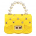 Fashion Pearl Chain Mini Square Rhinestone Jelly Shoulder Bag Nhav412397