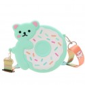 Cartoon Donut Bear Childrens Silicone Coin Messenger Bag Nhav412407