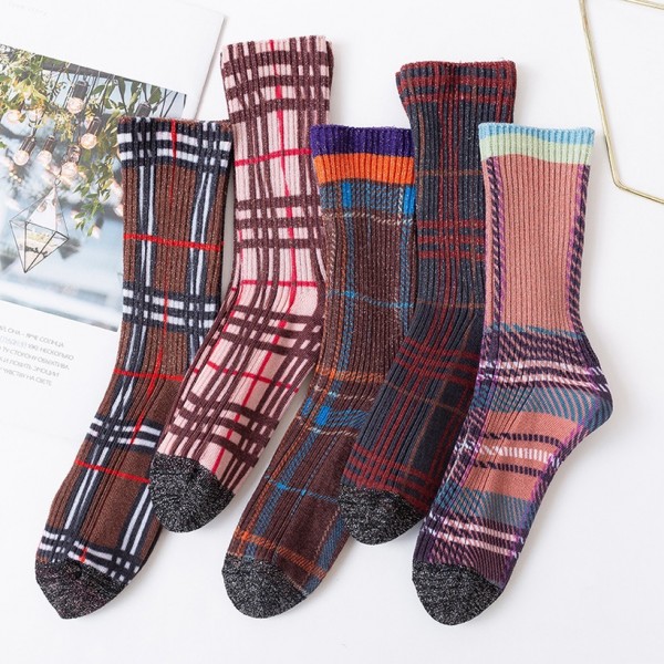 New Style Korean Style Hit Color Combed Cotton Long Tube Socks Nhbf415214