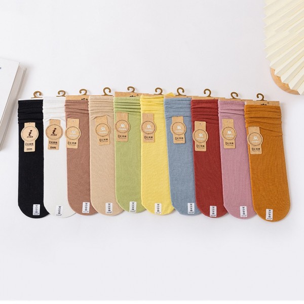 New Solid Color Long Tube Combed Cotton Socks  Nhbf415218