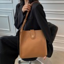 Retro Solid Color Texture Single Shoulder Bucket Bag Nhgn407897