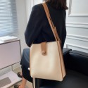 Retro Solid Color Texture Single Shoulder Bucket Bag Nhgn407897