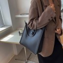 Retro Solid Color Texture Single Shoulder Bucket Bag Nhgn407897