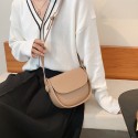 Solid Color Retro Leather One Shoulder Messenger Saddle Bag Nhgn407914