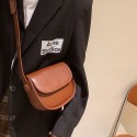 Solid Color Retro Leather One Shoulder Messenger Saddle Bag Nhgn407914