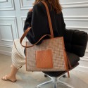 Plaid Canvas Korean Style Shoulder Big Tote Bag Nhgn407915