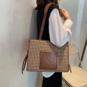 Plaid Canvas Korean Style Shoulder Big Tote Bag Nhgn407915