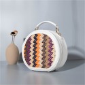 New Pu Straw Woven Stitching Round Messenger Bag  Nhgo408741