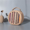 New Pu Straw Woven Stitching Round Messenger Bag  Nhgo408741