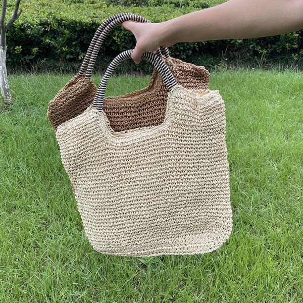 New Style Solid Color Straw Woven Bag  Nhgo409543