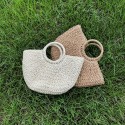 Simple Solid Color Straw Woven Handbag  Nhgo409566