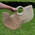 Simple Solid Color Straw Woven Handbag  Nhgo409566