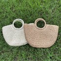 Simple Solid Color Straw Woven Handbag  Nhgo409566