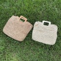 New Wooden Handle Portable Woven Straw Bag  Nhgo409568