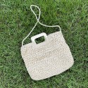 New Wooden Handle Portable Woven Straw Bag  Nhgo409568