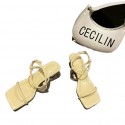 Solid Color Soft Leather One Word Belt Sandals Nhhu401694