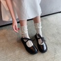 Retro Solid Color Soft Leather Ribbon Leather Shoes Nhhu401700