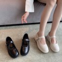 Solid Color Soft Leather Flat Heel Buckle Leather Shoes Nhhu401701