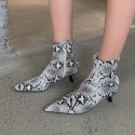 Snake Pattern Pointed Toe Short Stiletto Boots Nhhu401702