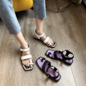 New Fashion Contrast Color Square Toe Buckle Belt Toe Thick Heel Sandals Nhhu415503