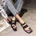 New Fashion Contrast Color Square Toe Buckle Belt Toe Thick Heel Sandals Nhhu415503