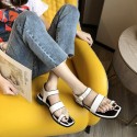 New Fashion Contrast Color Square Toe Buckle Belt Toe Thick Heel Sandals Nhhu415503