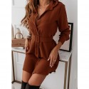 Solid Color Longsleeved Button Dress  Nhis413159