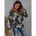 Flower Printed Laceup Longsleeved Top  Nhis413196