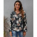 Flower Printed Laceup Longsleeved Top  Nhis413196