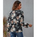 Flower Printed Laceup Longsleeved Top  Nhis413196