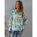 Hit Color Geometric Printed Longsleeved Shirt  Nhis413197