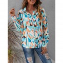 Hit Color Geometric Printed Longsleeved Shirt  Nhis413197