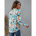 Hit Color Geometric Printed Longsleeved Shirt  Nhis413197